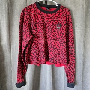 Nike Jordan Sweatshirt Size L Air Flight Elephant Print Red Black 2000s Y2K